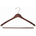Contoured Wooden Suit Hanger w/Locking Bar (Walnut)